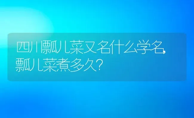 四川瓢儿菜又名什么学名,瓢儿菜煮多久？ | 养殖常见问题