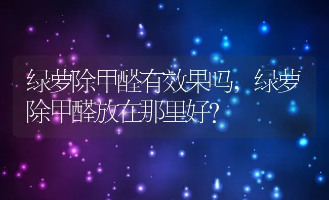 绿萝除甲醛有效果吗,绿萝除甲醛放在那里好？ | 养殖常见问题