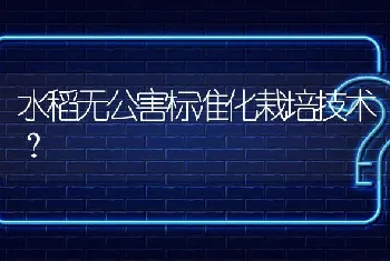 水稻无公害标准化栽培技术?