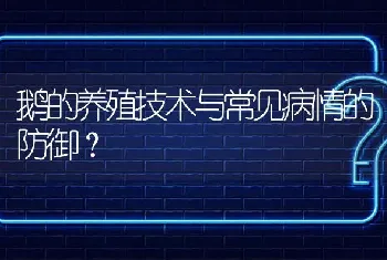 鹅的养殖技术与常见病情的防御?