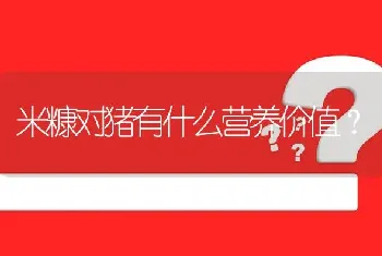 米糠对猪有什么营养价值?