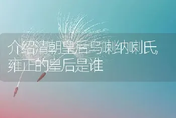 介绍清朝皇后乌喇纳喇氏