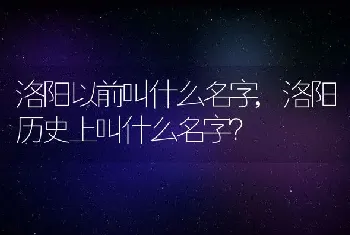 洛阳历史上叫什么名字