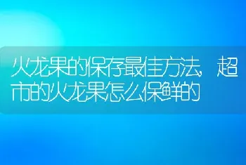 火龙果的保存最佳方法