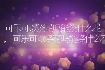 可乐可以浇花吗能浇什么花