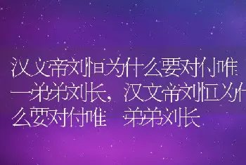 汉文帝刘恒为什么要对付唯一弟弟刘长