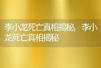 李小龙死亡真相揭秘