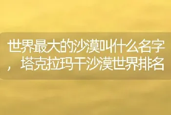 世界最大的沙漠叫什么名字