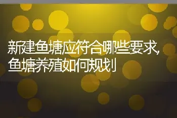 新建鱼塘应符合哪些要求