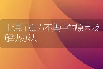 上课注意力不集中的原因及解决办法