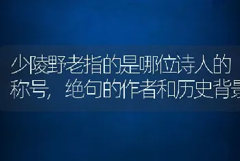 少陵野老指的是哪位诗人的称号