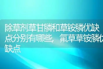 除草剂草甘膦和草铵膦优缺点分别有哪些