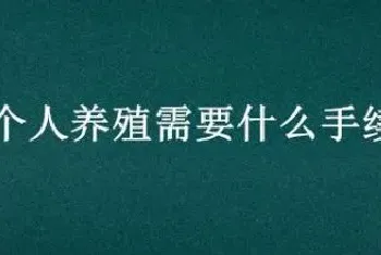 个人养殖需要什么手续