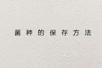 菌种保存方法