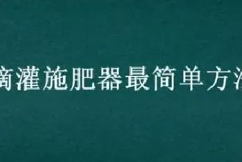 滴灌施肥器最简单方法